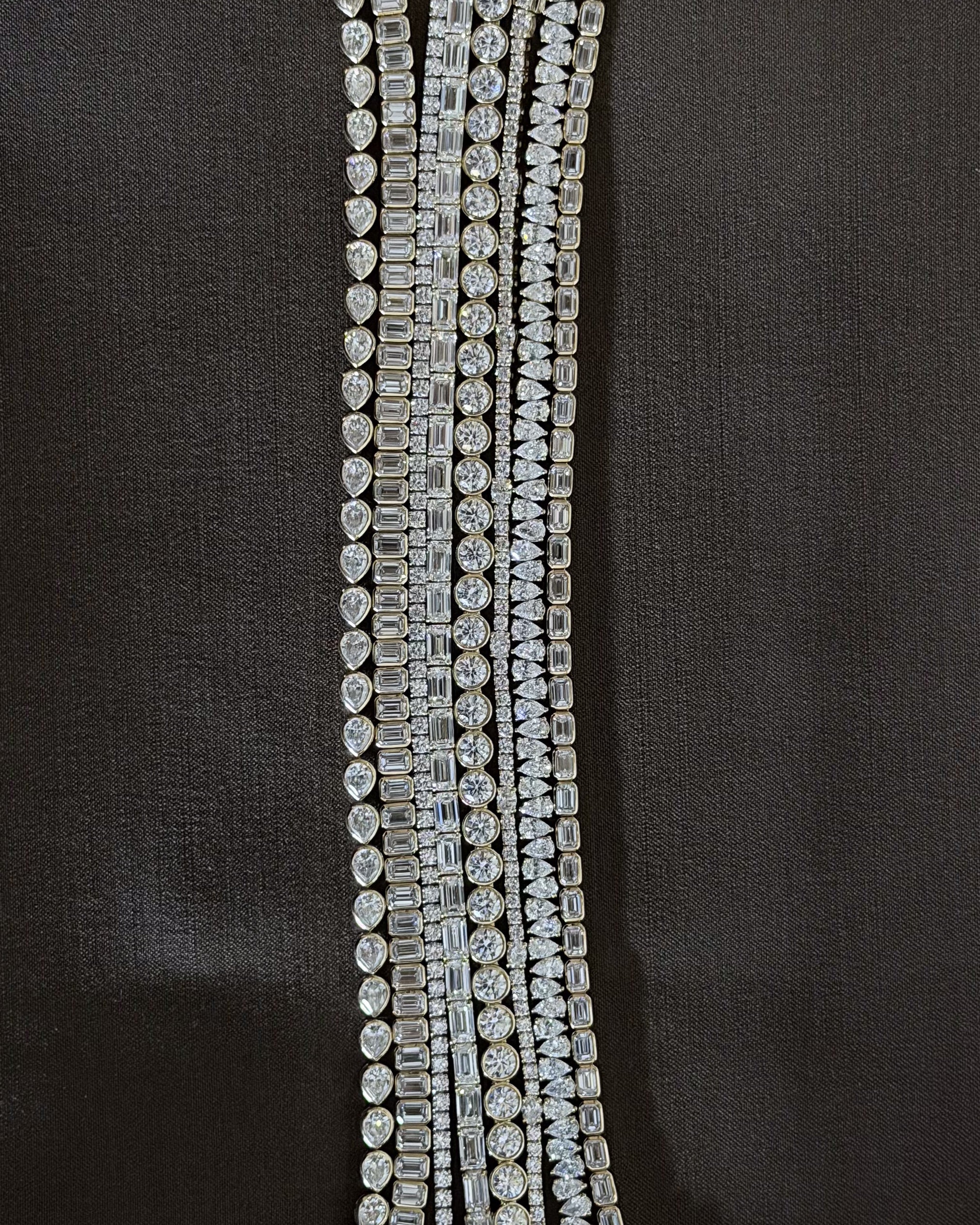 Bezel Set North South Emerald Diamond Tennis Bracelet - Mega