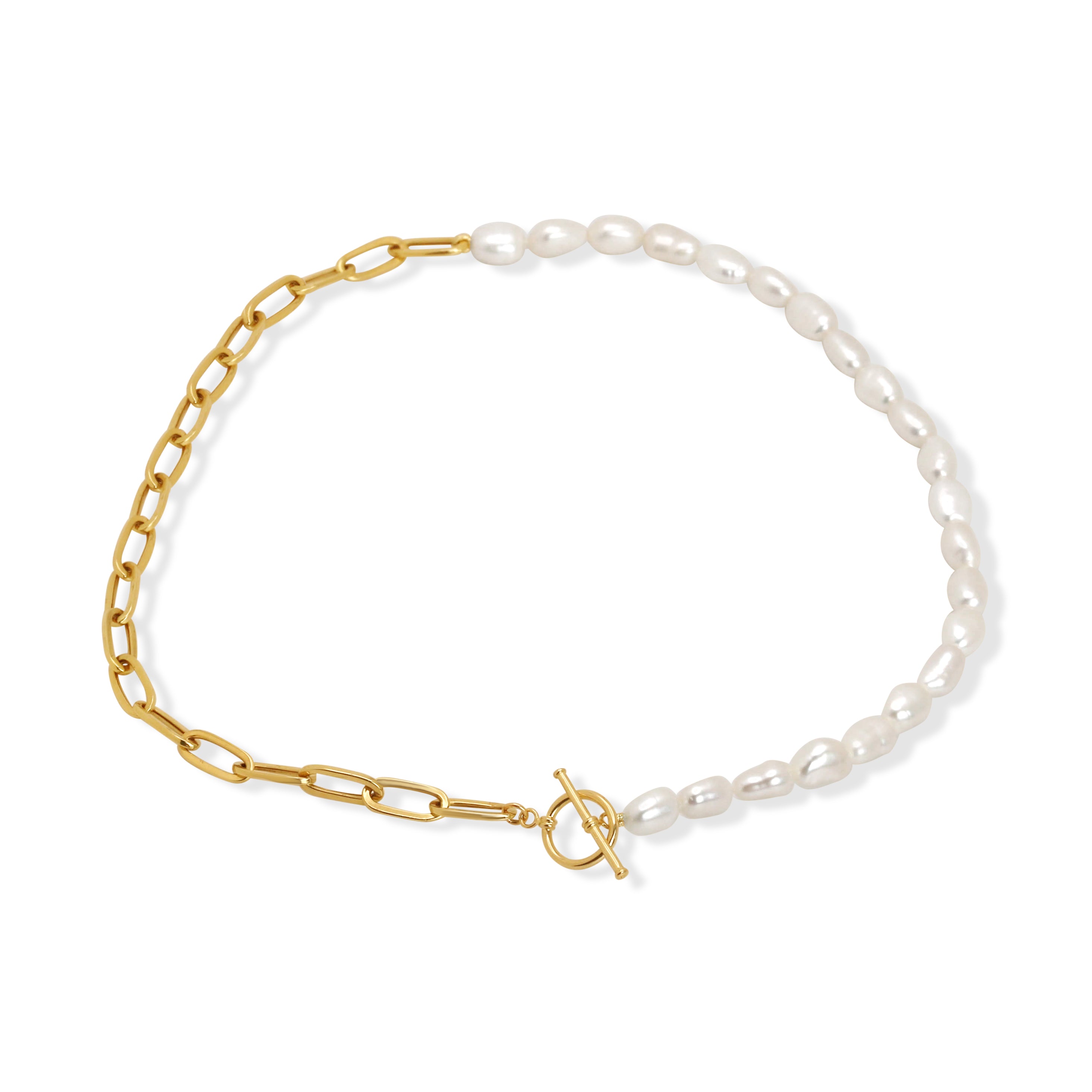 Pearl Gold Link Necklace