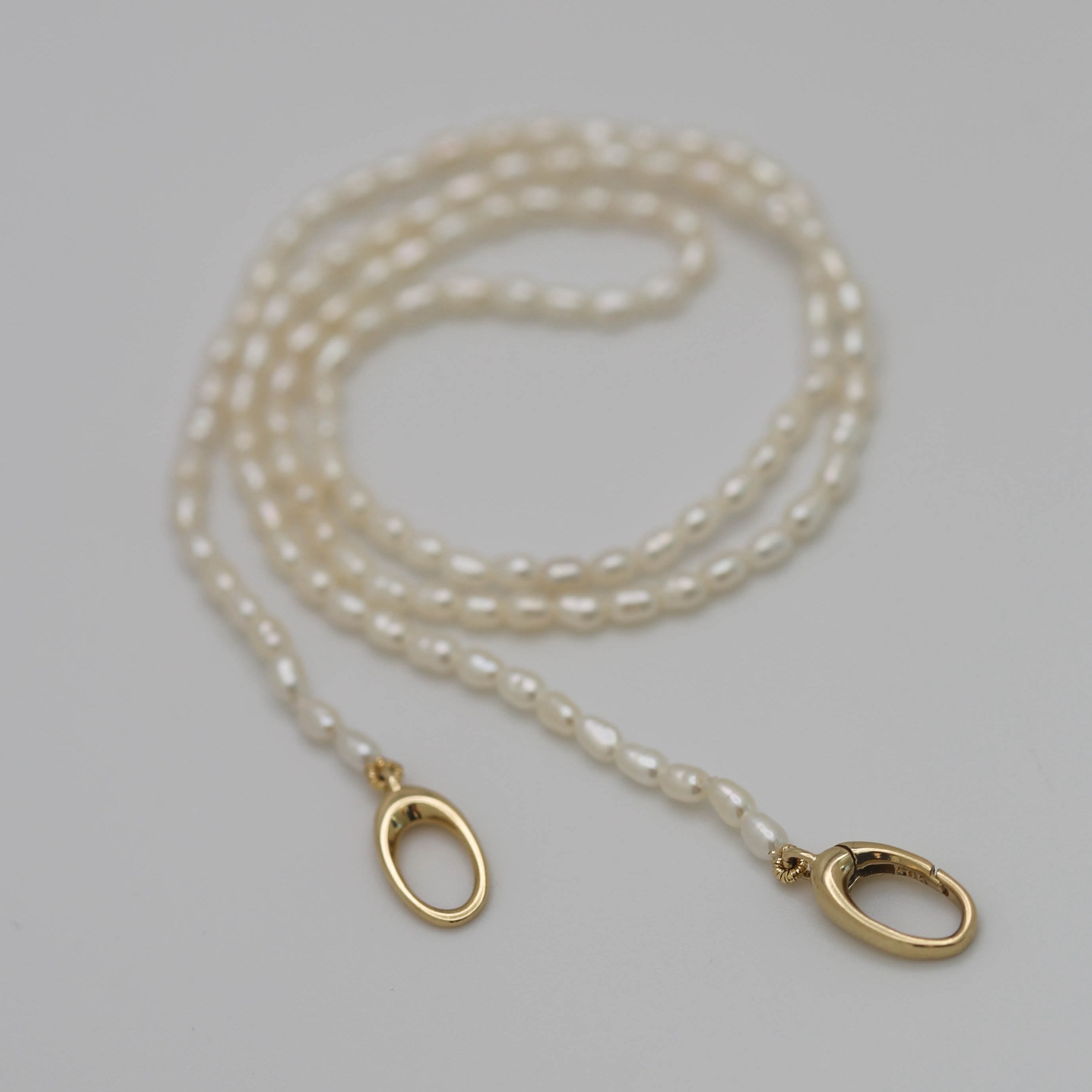 Mini Pearl Necklace with Gold Charm Clasp