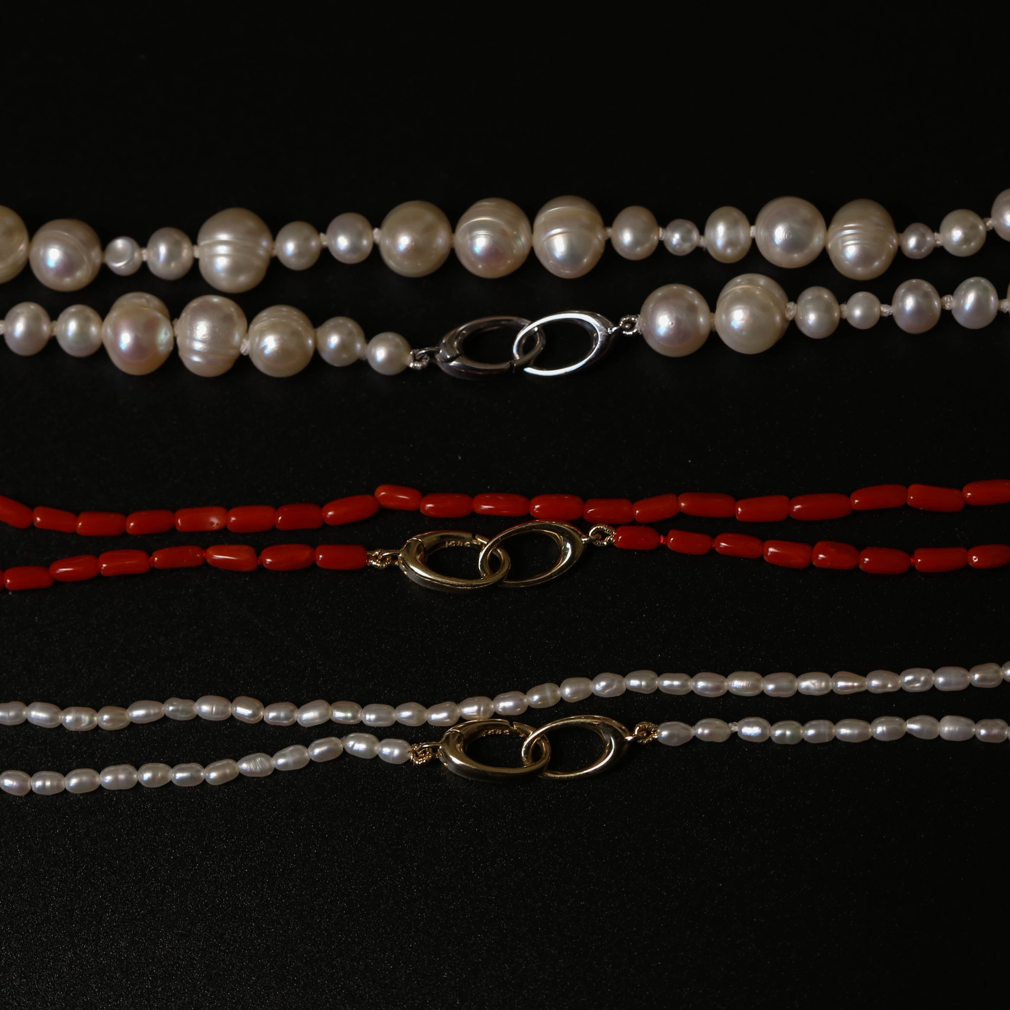 Red Coral Bead Necklace with Gold Accents