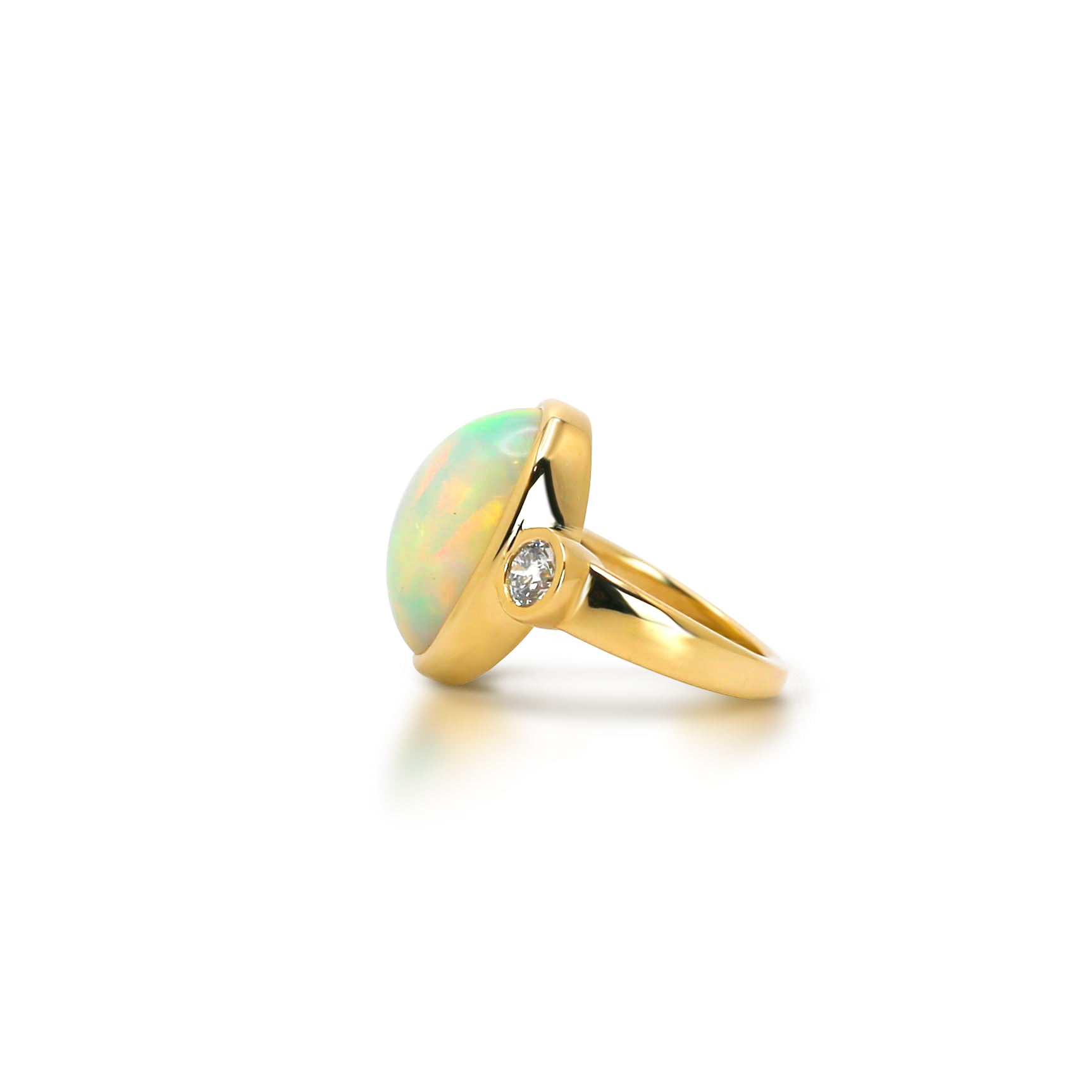 Three-Stone Opal and Diamonds Ring