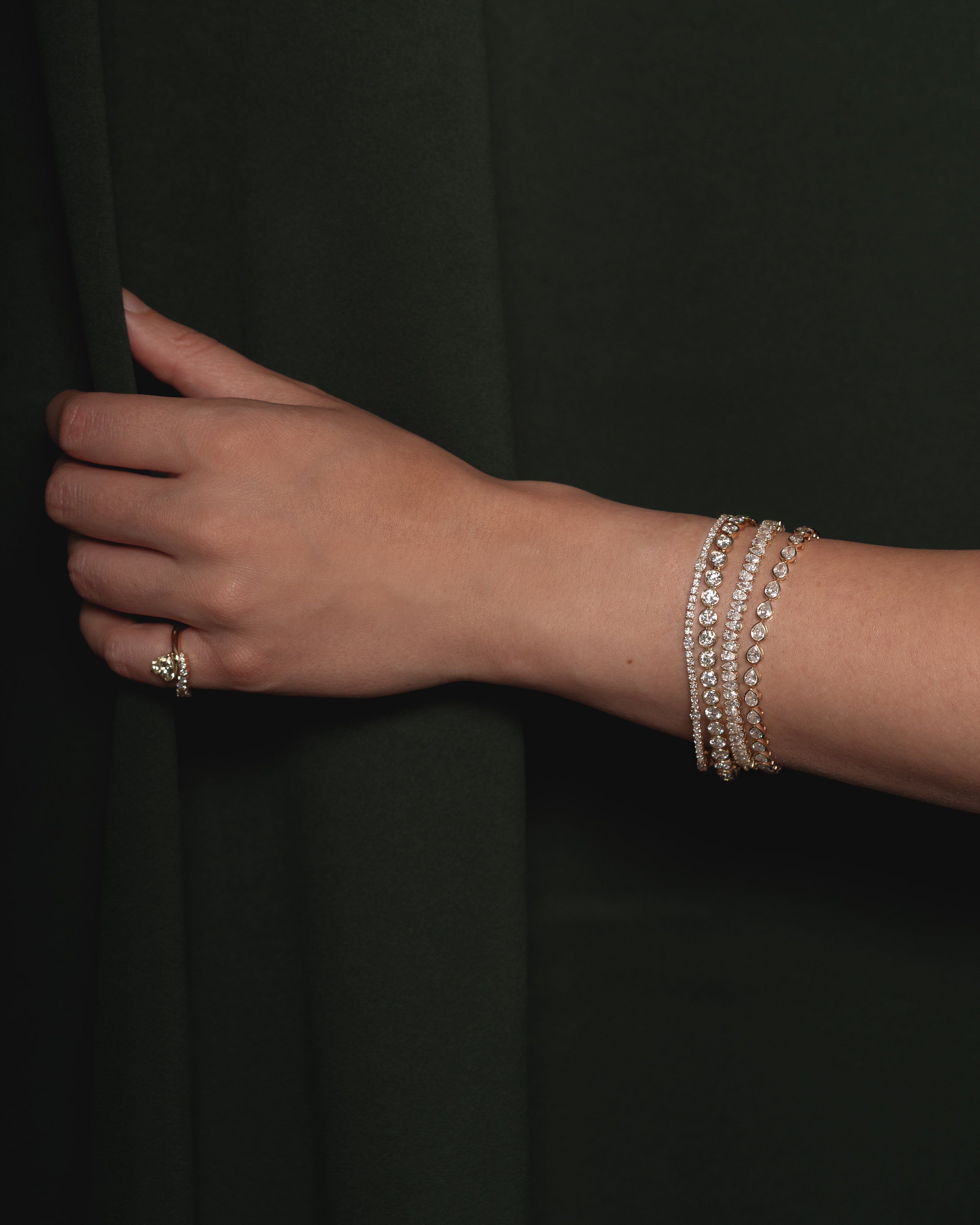 Bezel Set North South Emerald Diamond Tennis Bracelet - Mega