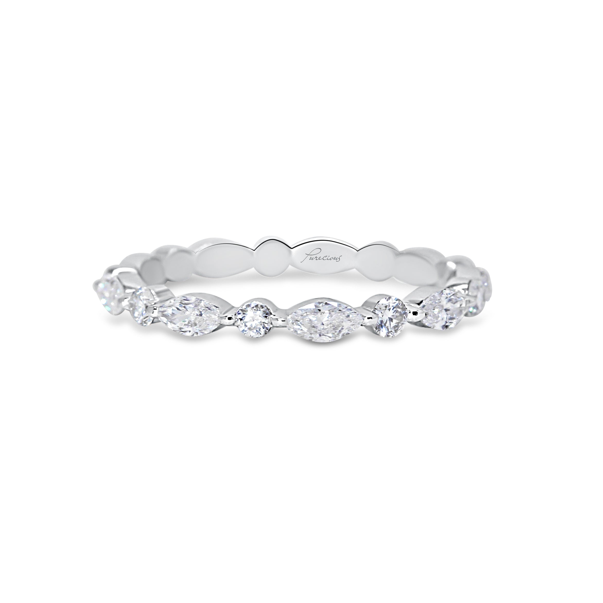 Alternating Marquise and Round Diamond Band