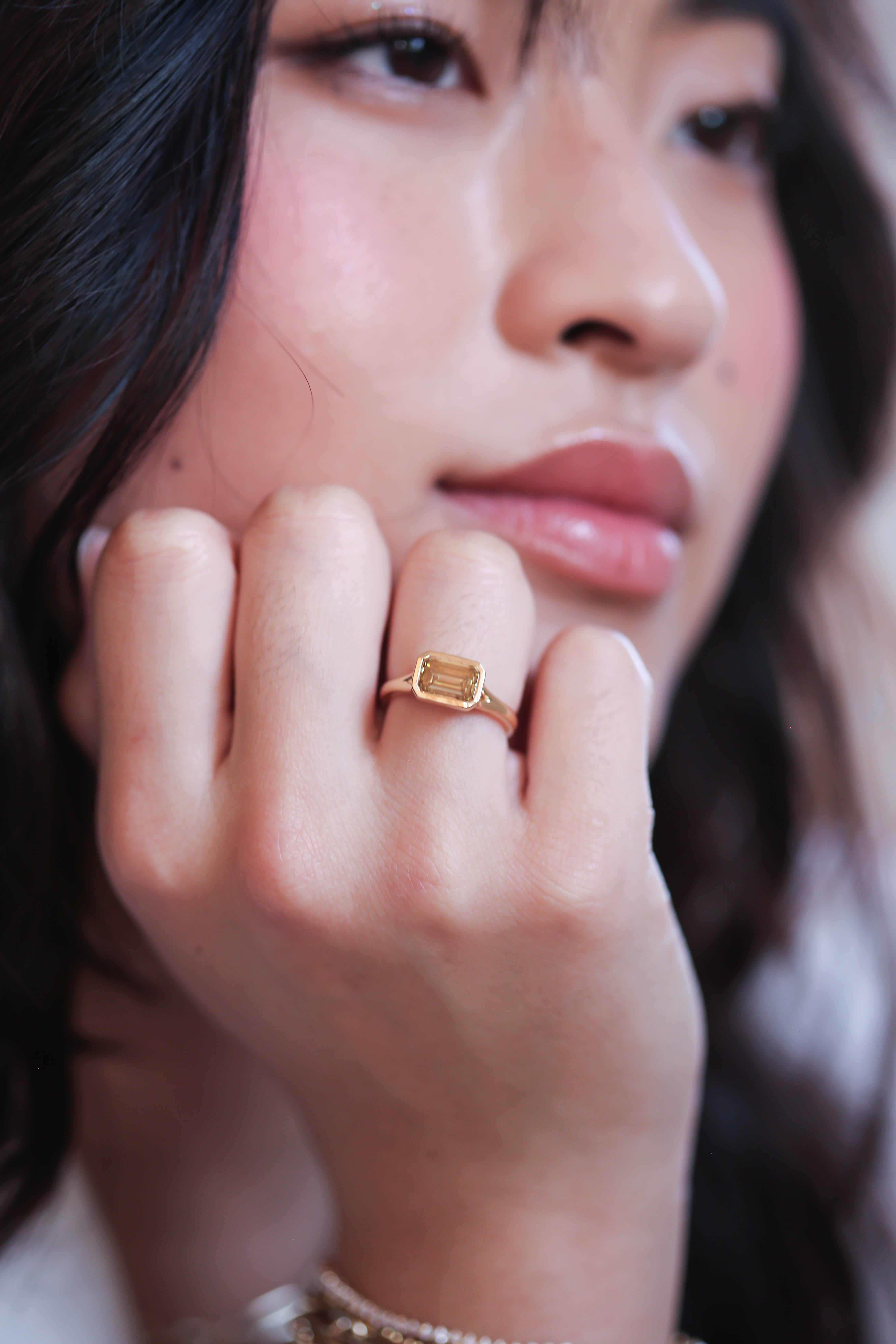 East-West Bezel Diamond Ring