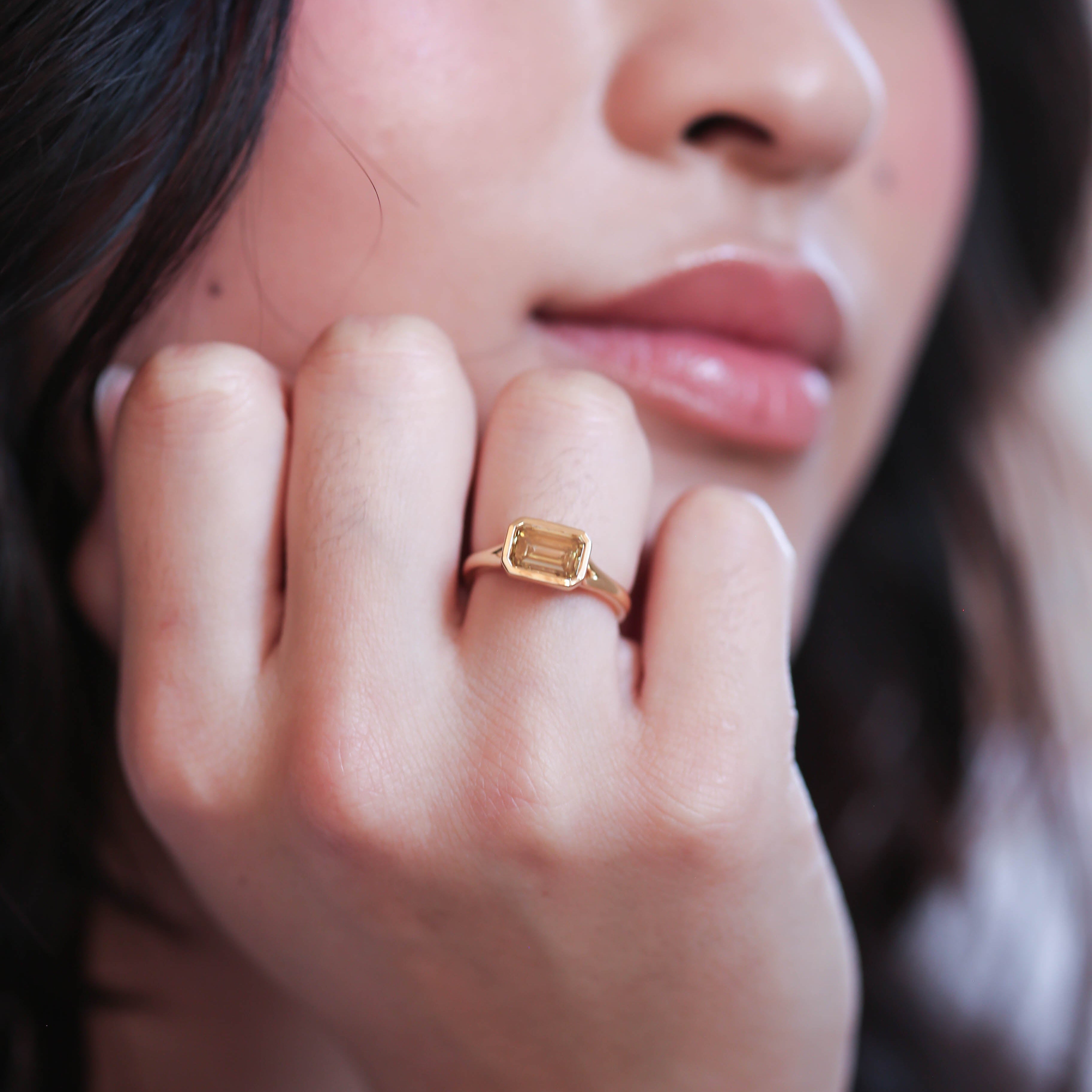 East-West Bezel Diamond Ring