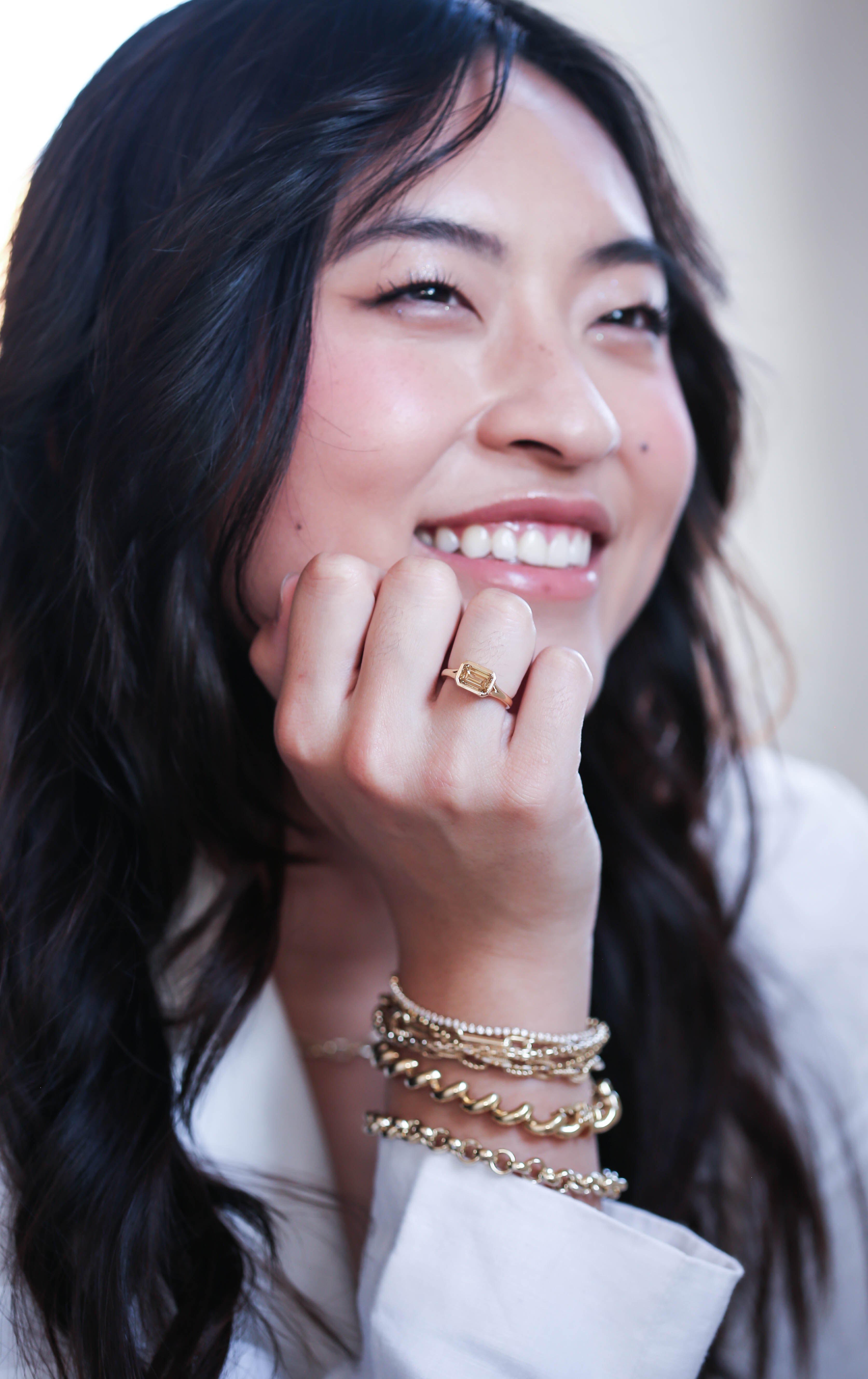 East-West Bezel Diamond Ring