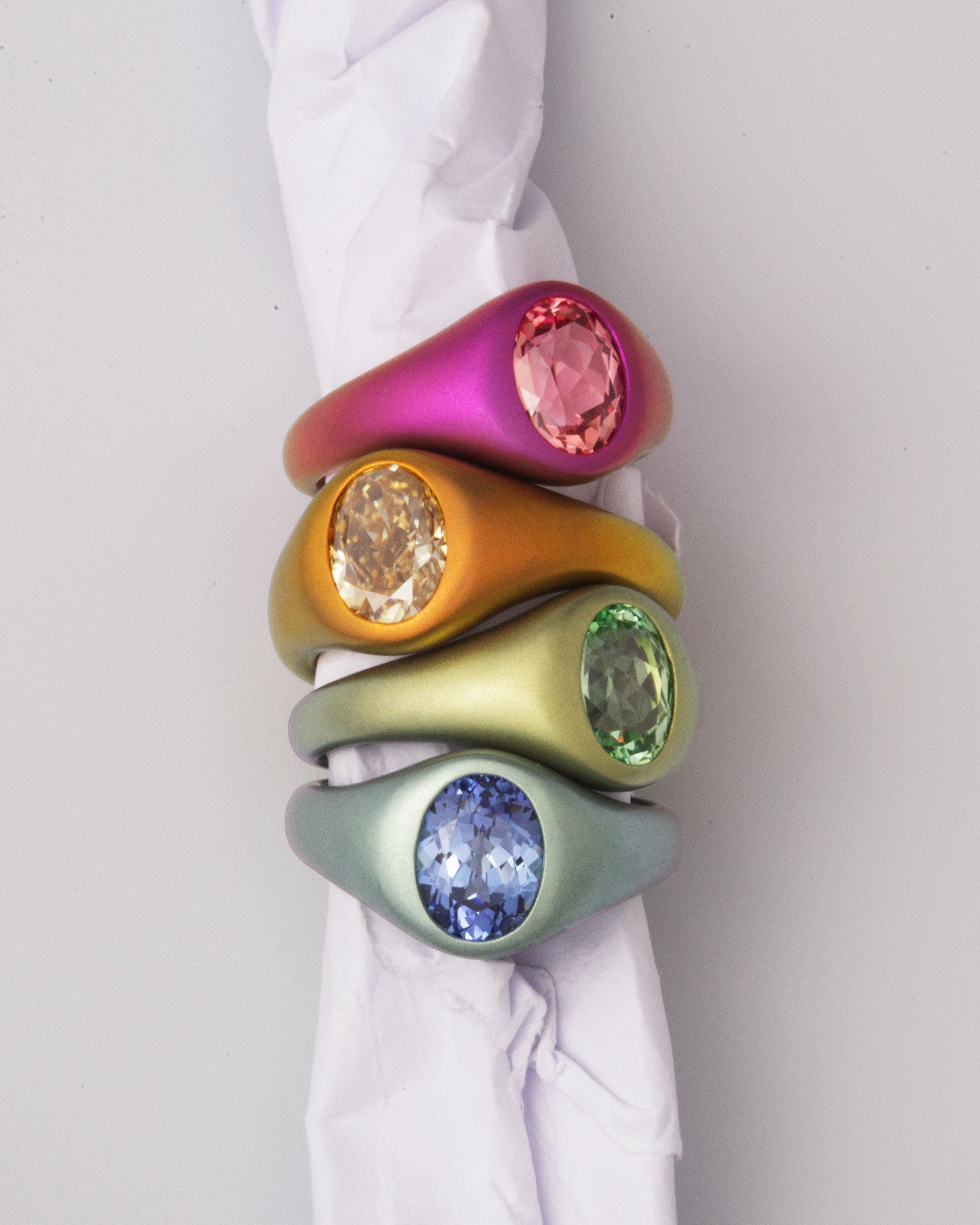 Pink lab sapphire ring in matte titanium – Hibiscus Candy by Purecious