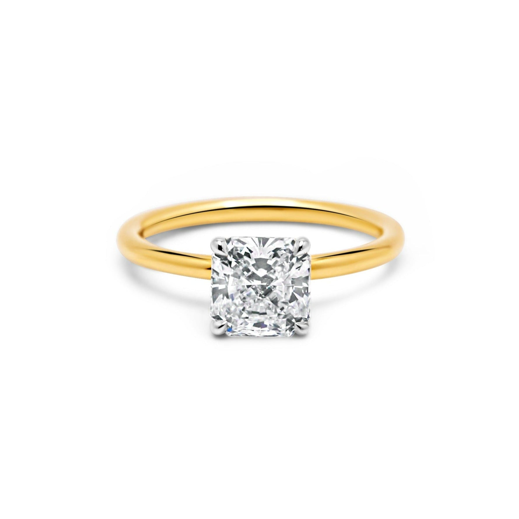 Two-Tone Radiant Diamond Engagement Ring