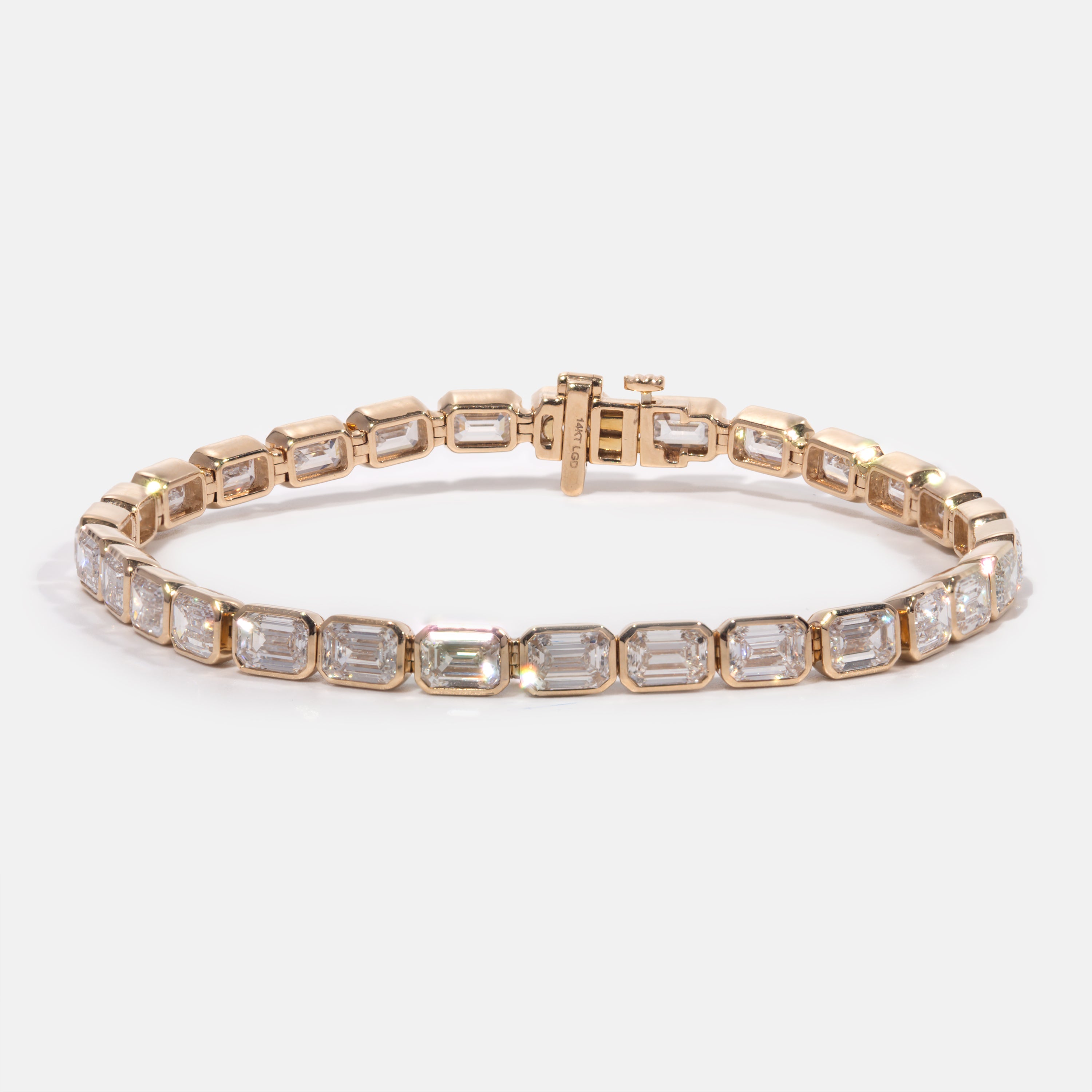 Bezel Set East-West Emerald Diamond Tennis Bracelet