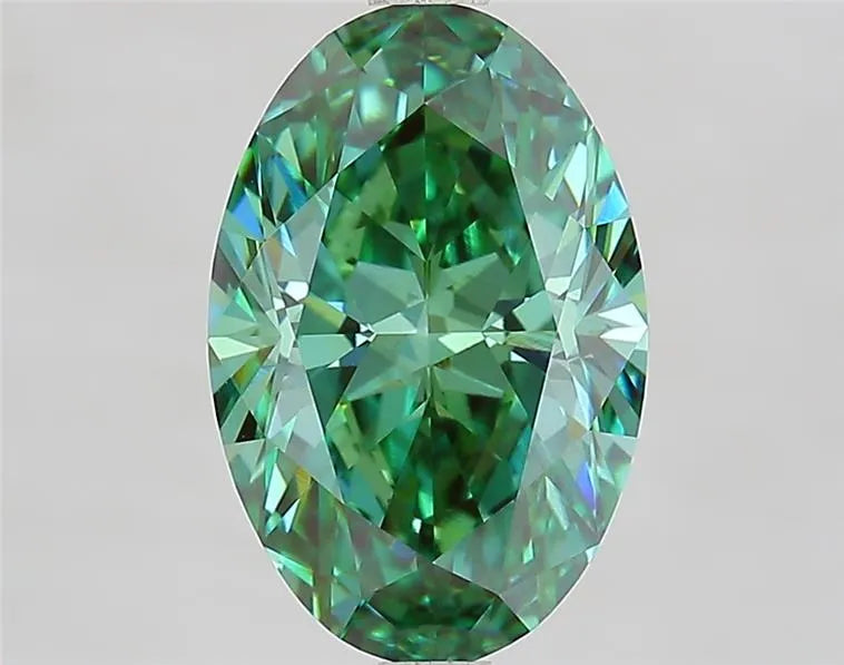3.10ct Oval Lab Grown Diamond (Colour Fancy Vivid Green, Clarity VVS1, IGI Certified)