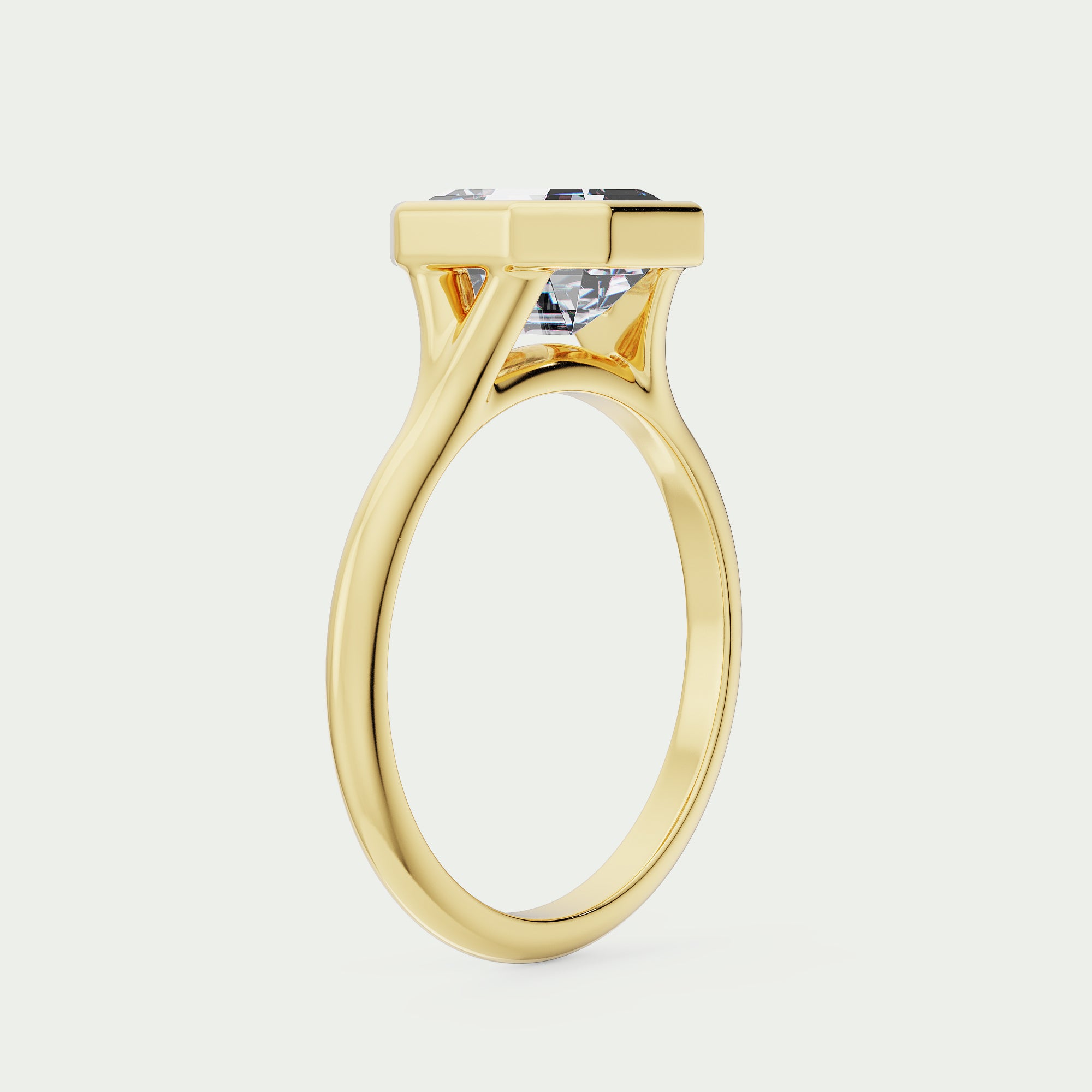 Split Cathedral Bezel Engagement Ring || Square Emerald