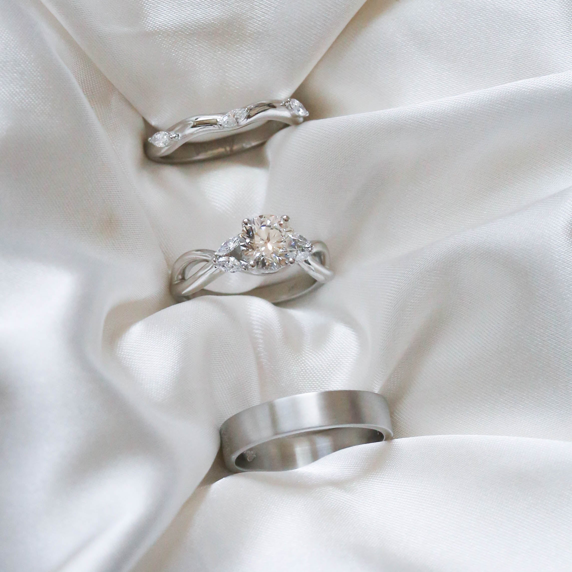 Custom Fingerprint Brushed Platinum Wedding Band