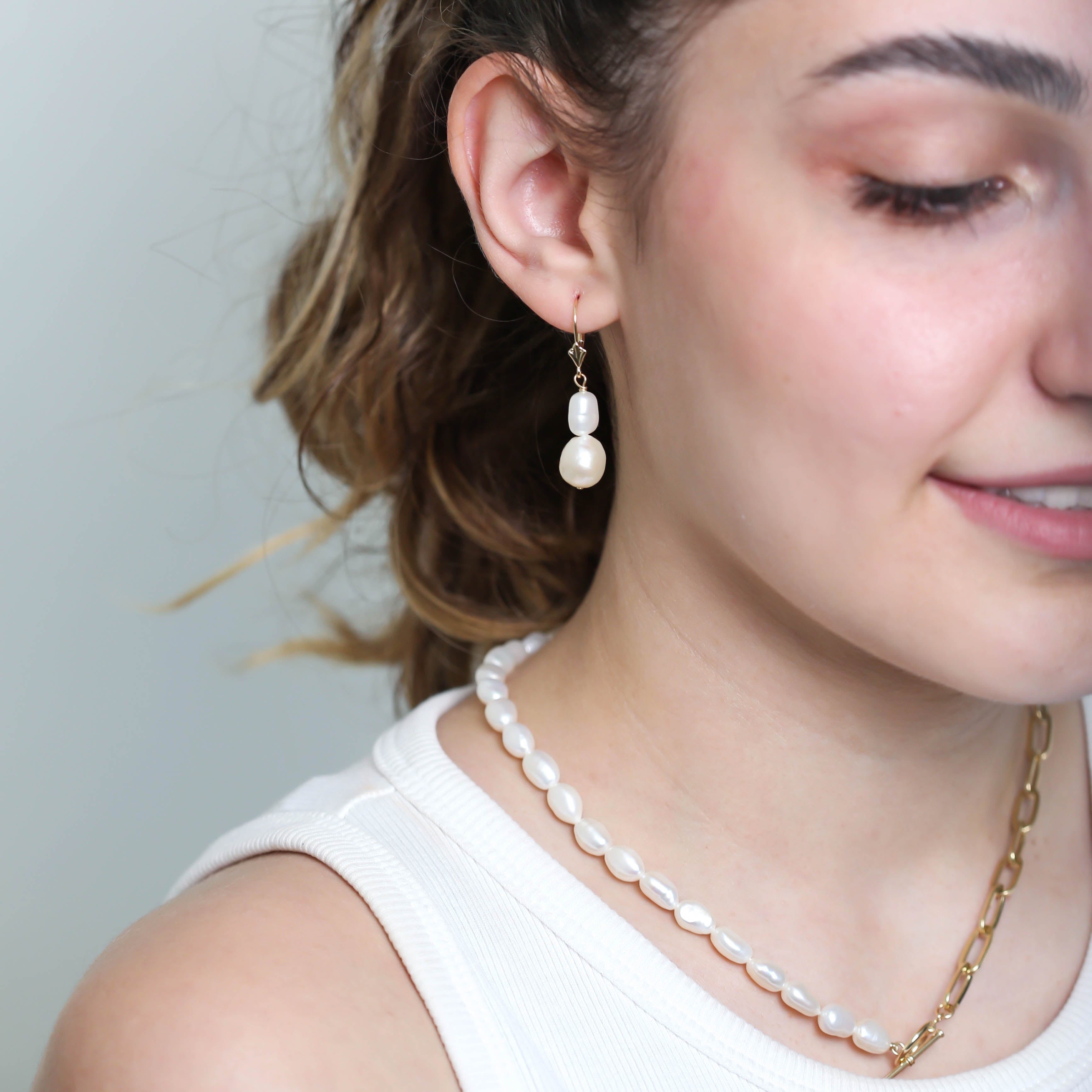 Pearl Gold Link Necklace