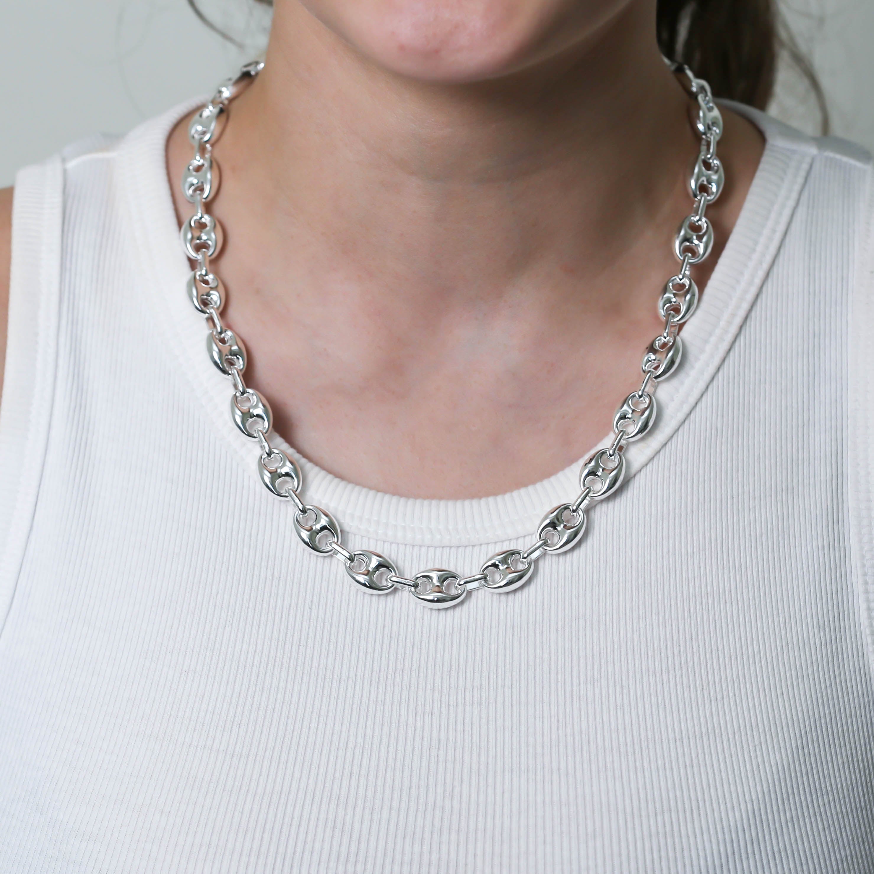 bold silver mariner chain necklace