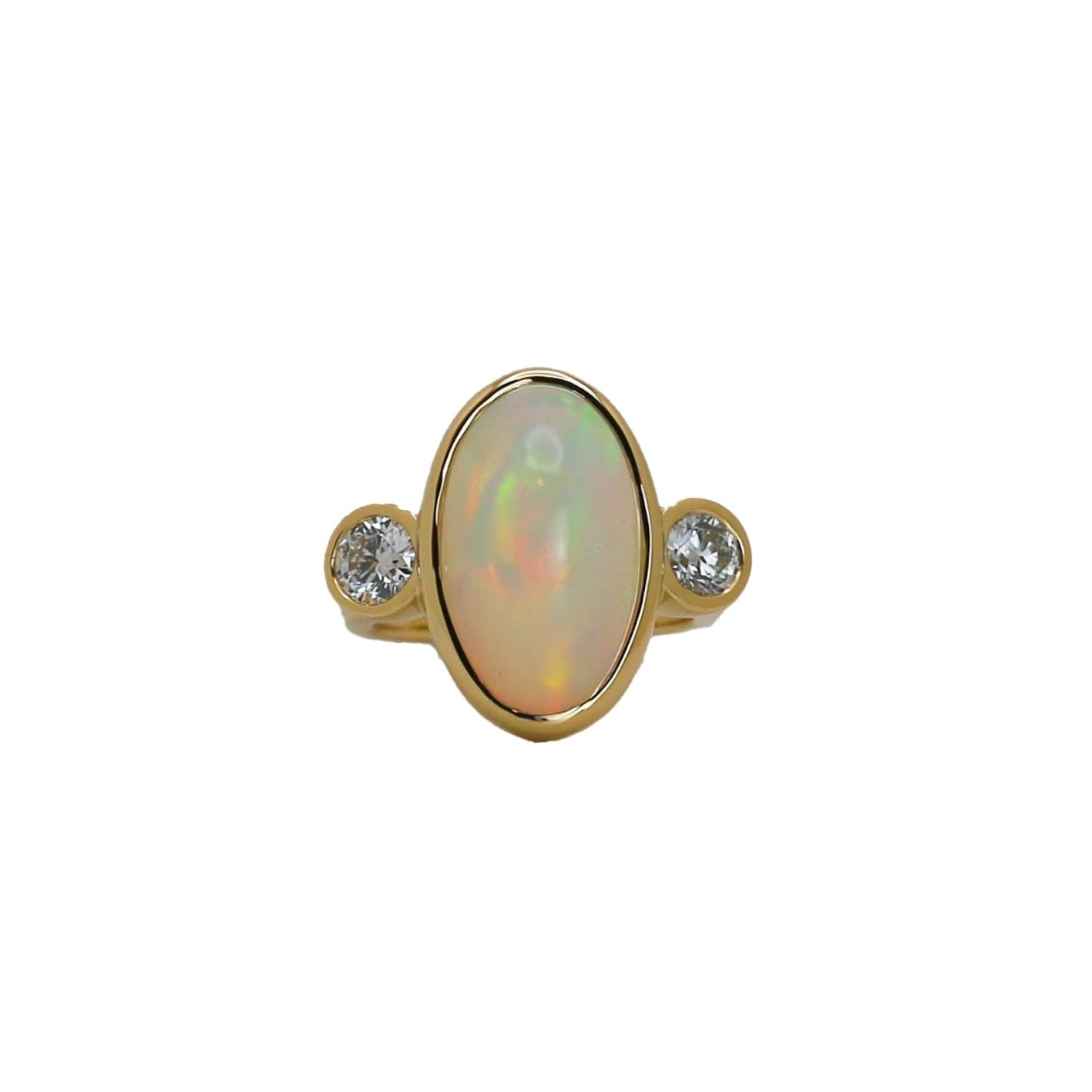 3 Stone Opal and diamonds ring