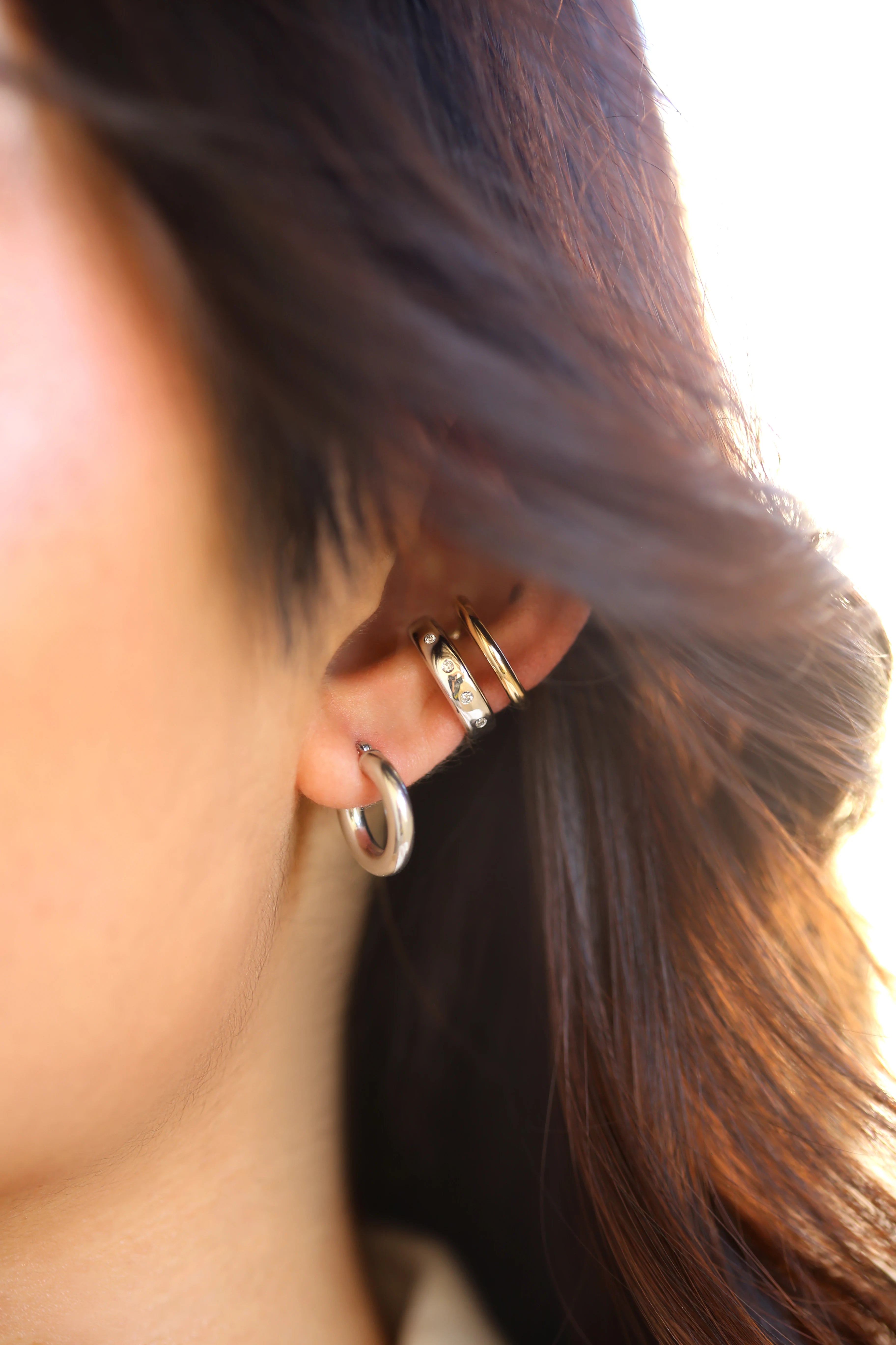 2 tone Ear Cuff with Diamonds