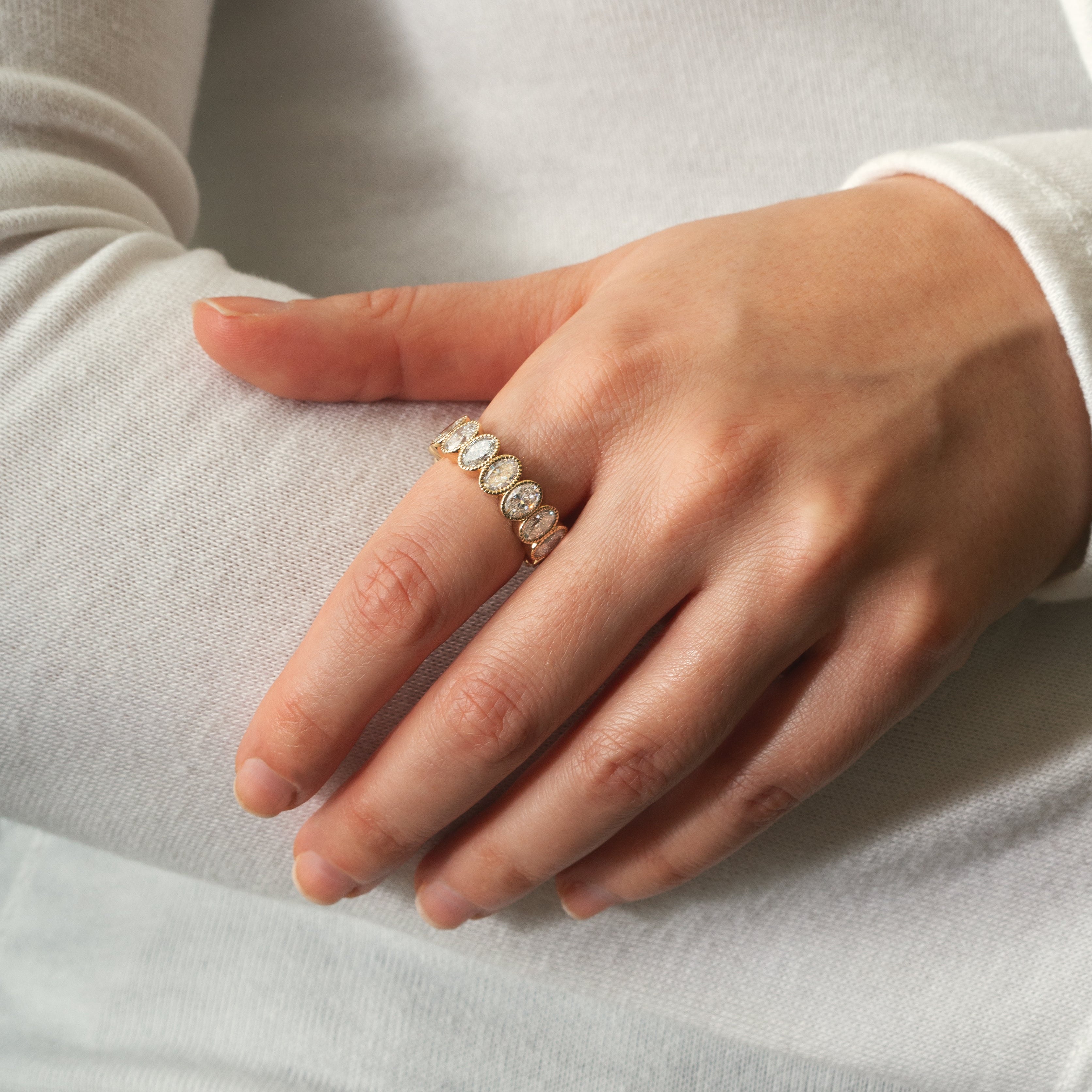 Milgrain Eternity Diamond Band - OVAL