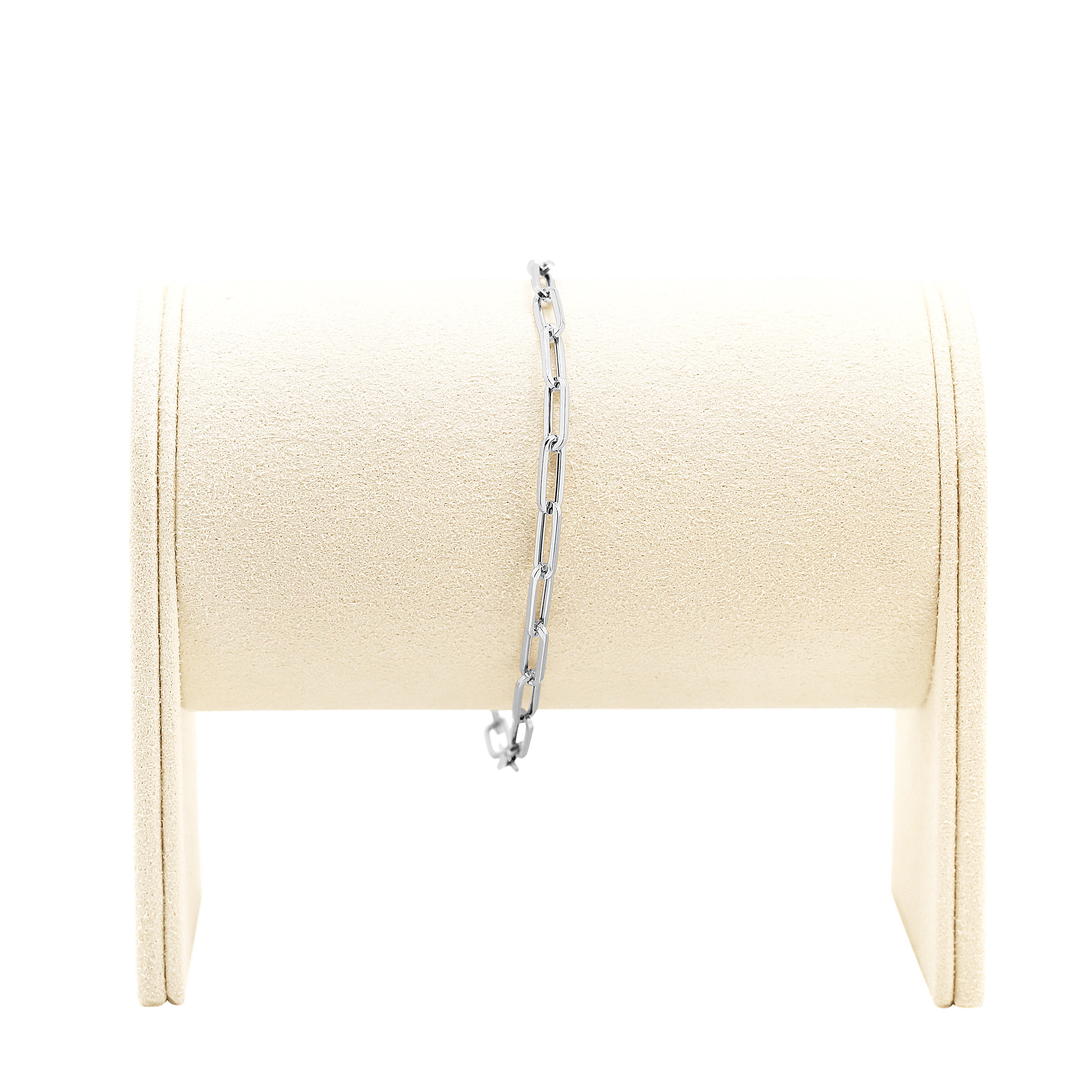 Dainty White Gold Paper Clip Chain Bracelet