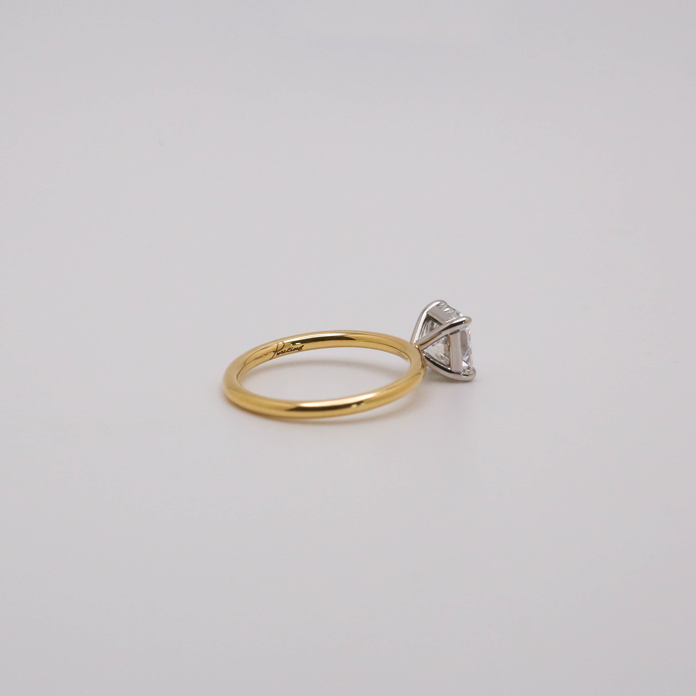 2 tone radiant cut lab diamond engagement ring