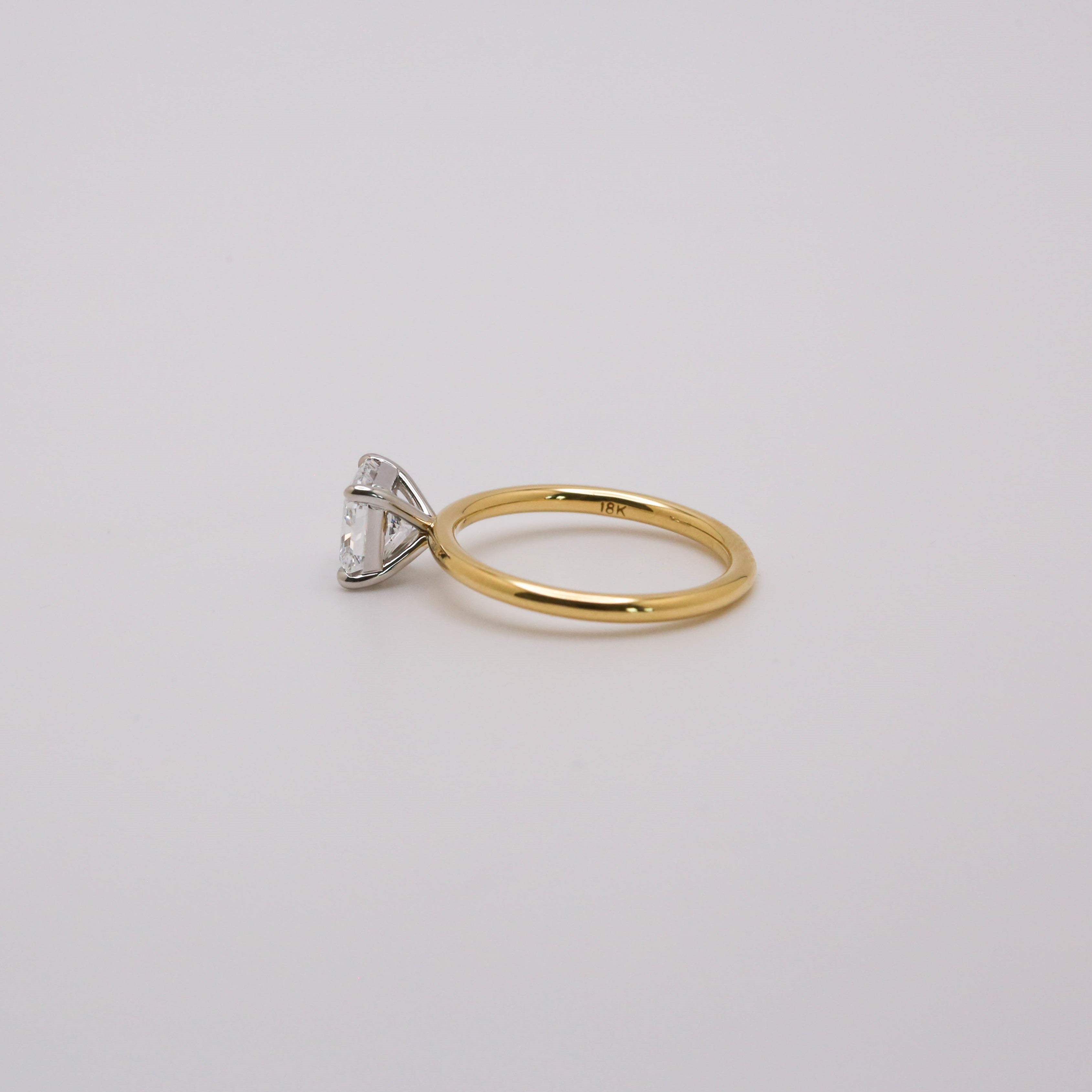 2 tone radiant cut lab diamond engagement ring