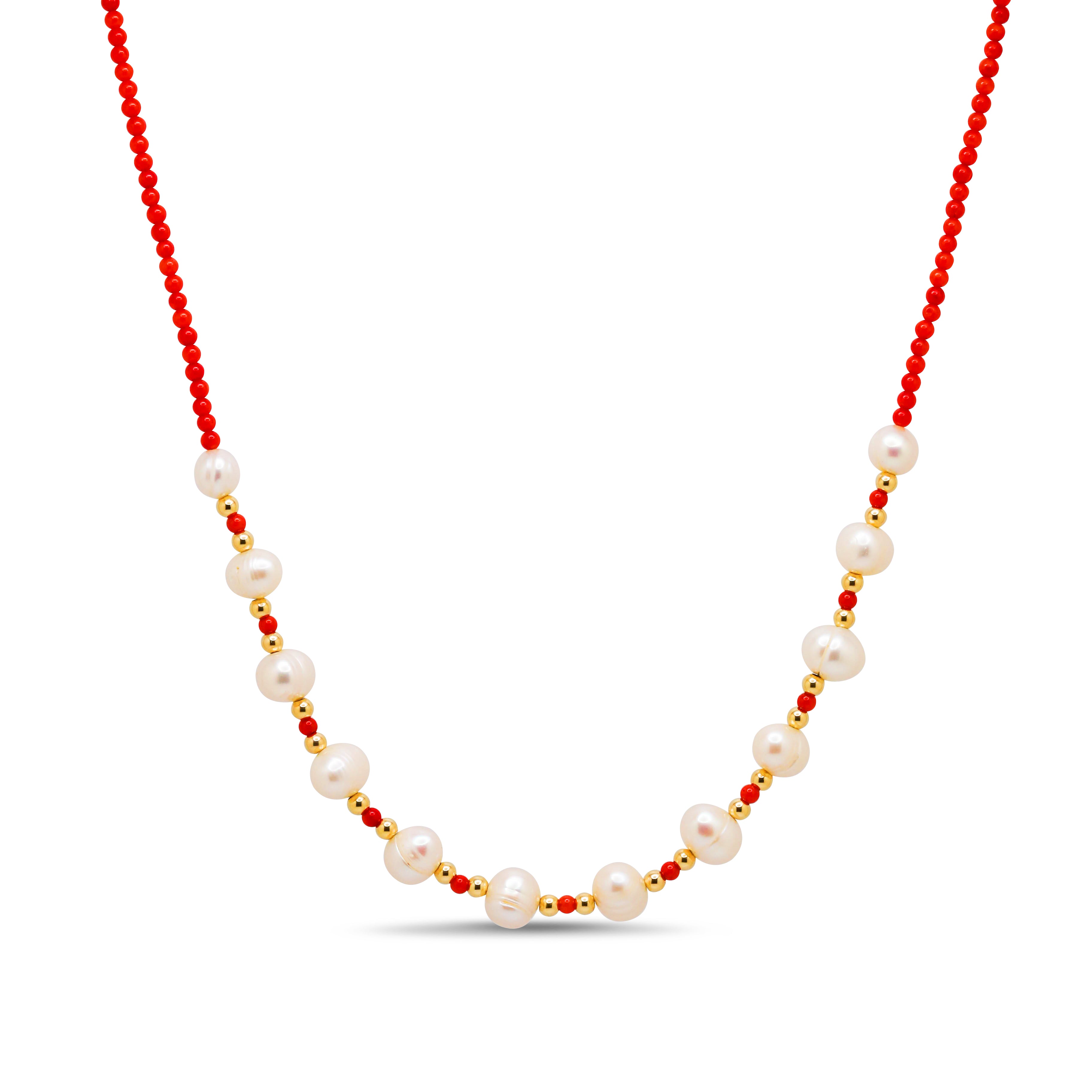red coral pearl necklace