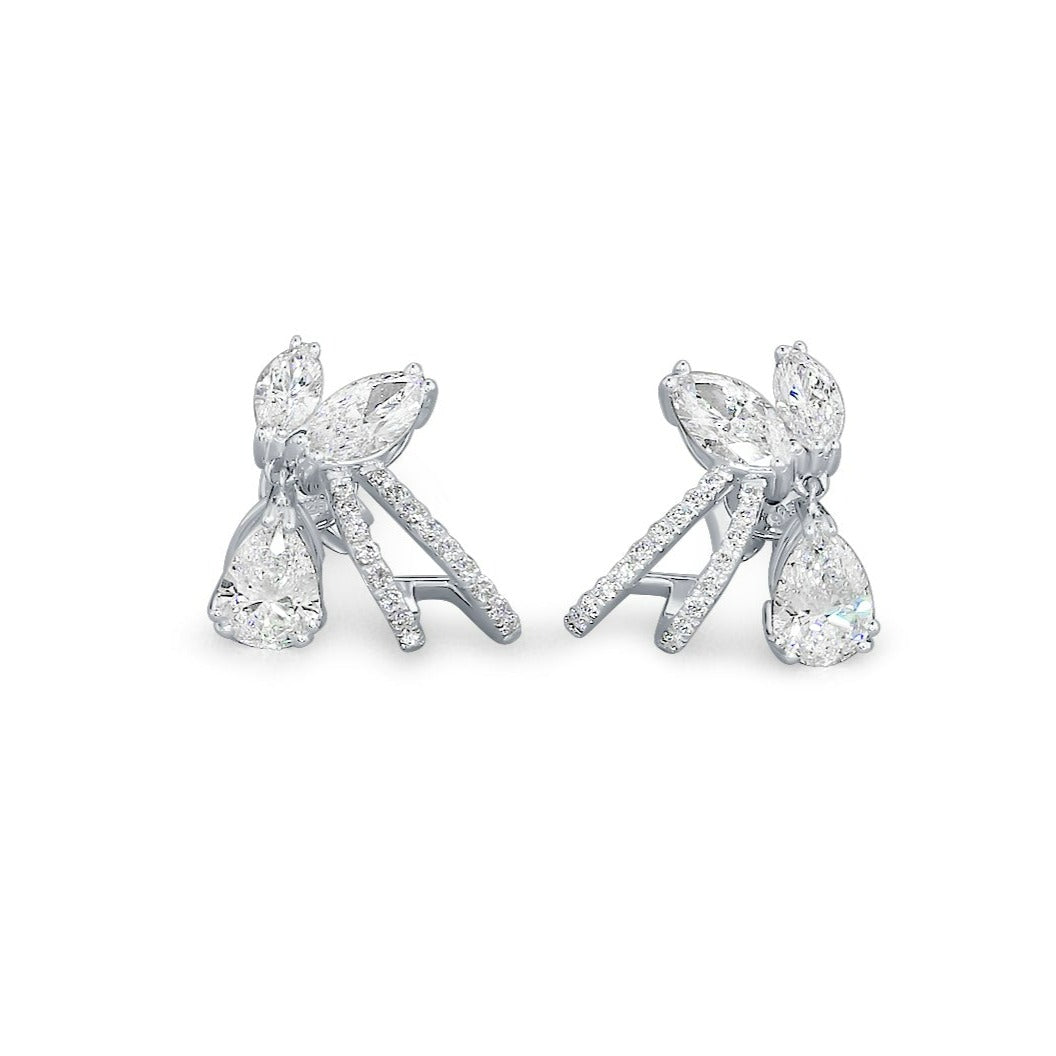 Pear and Marquise Cut Diamond Bridal Earring