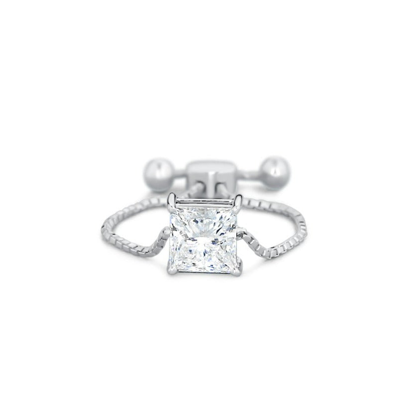 Adjustable Princess Cut Lab Diamond Ring