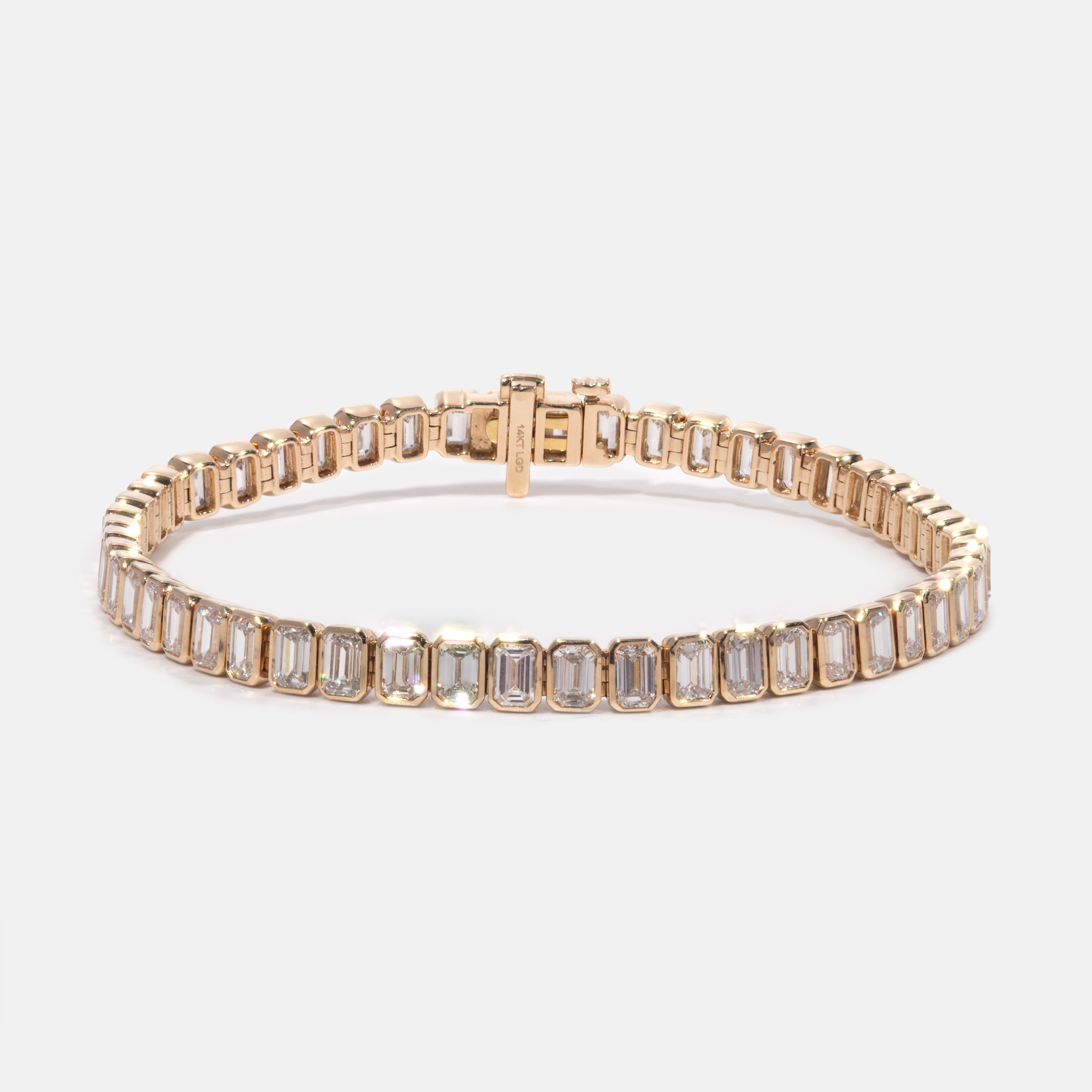 Bezel Set North-South Emerald Diamond Tennis Bracelet - Mini