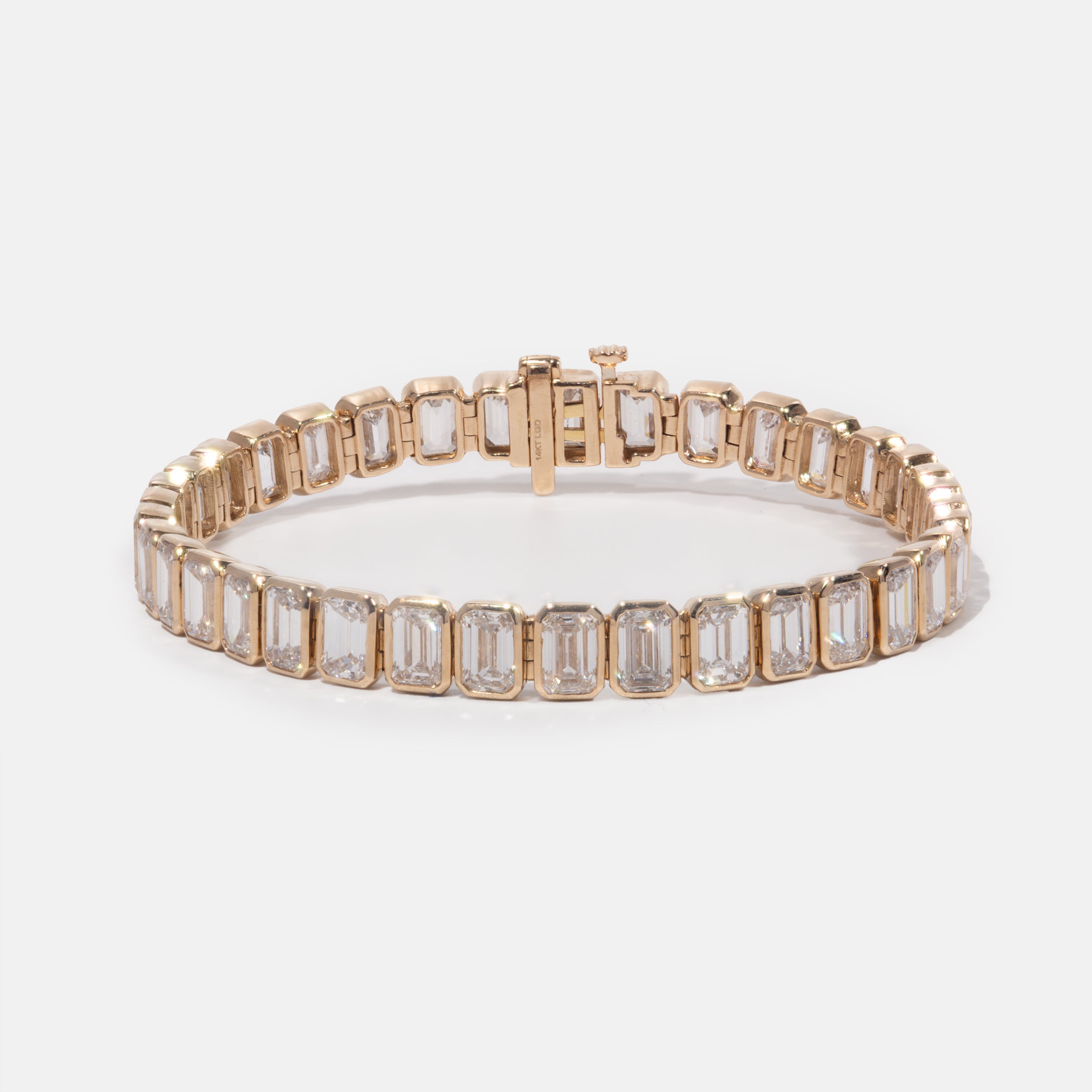 Bezel Set North South Emerald Diamond Tennis Bracelet - Mega