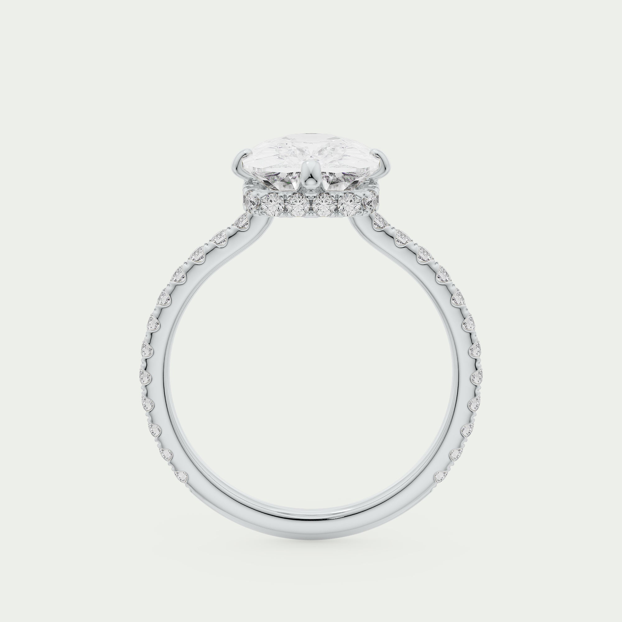 Pavé Floating Solitaire | Compass Prongs || Cushion